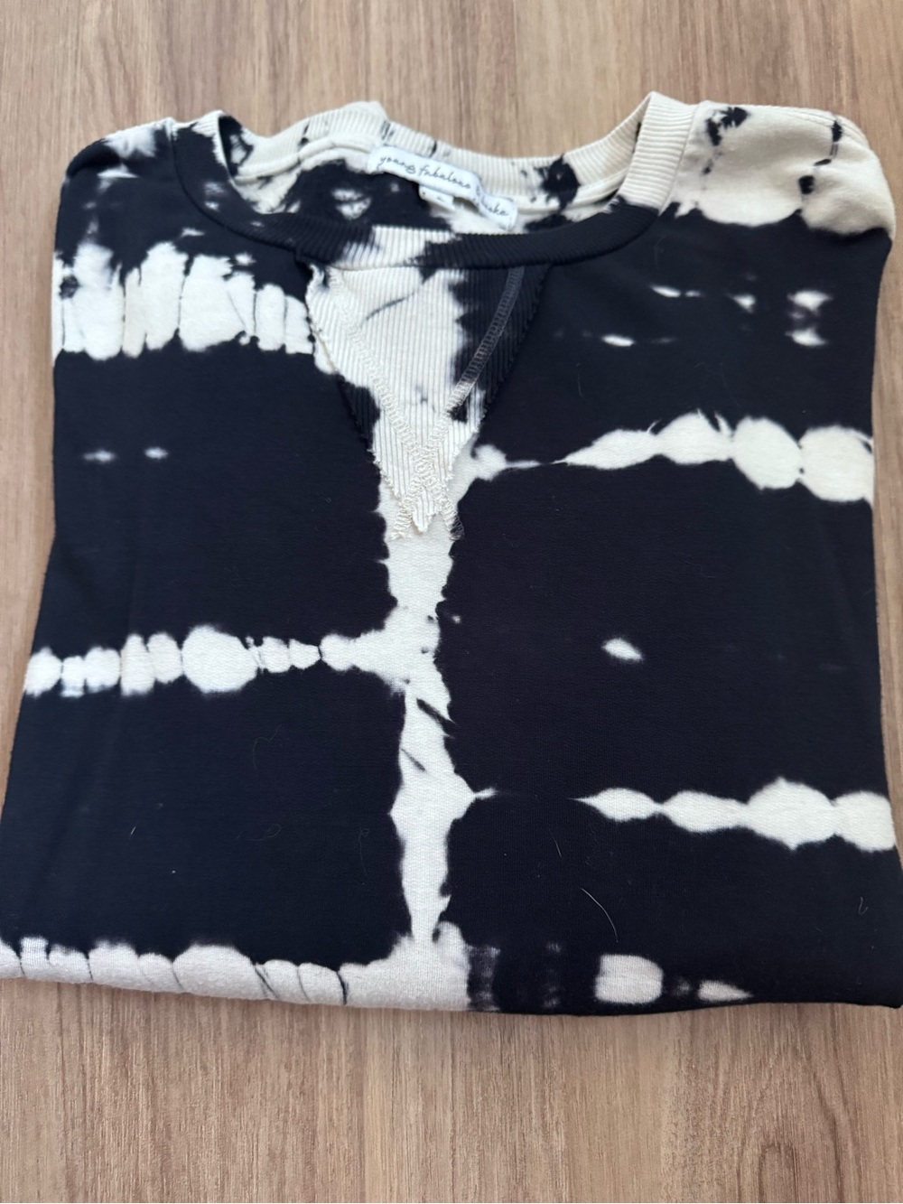 Young Fabulous & Broke Black and Cream Tie-Dye Crew Sweatshirt